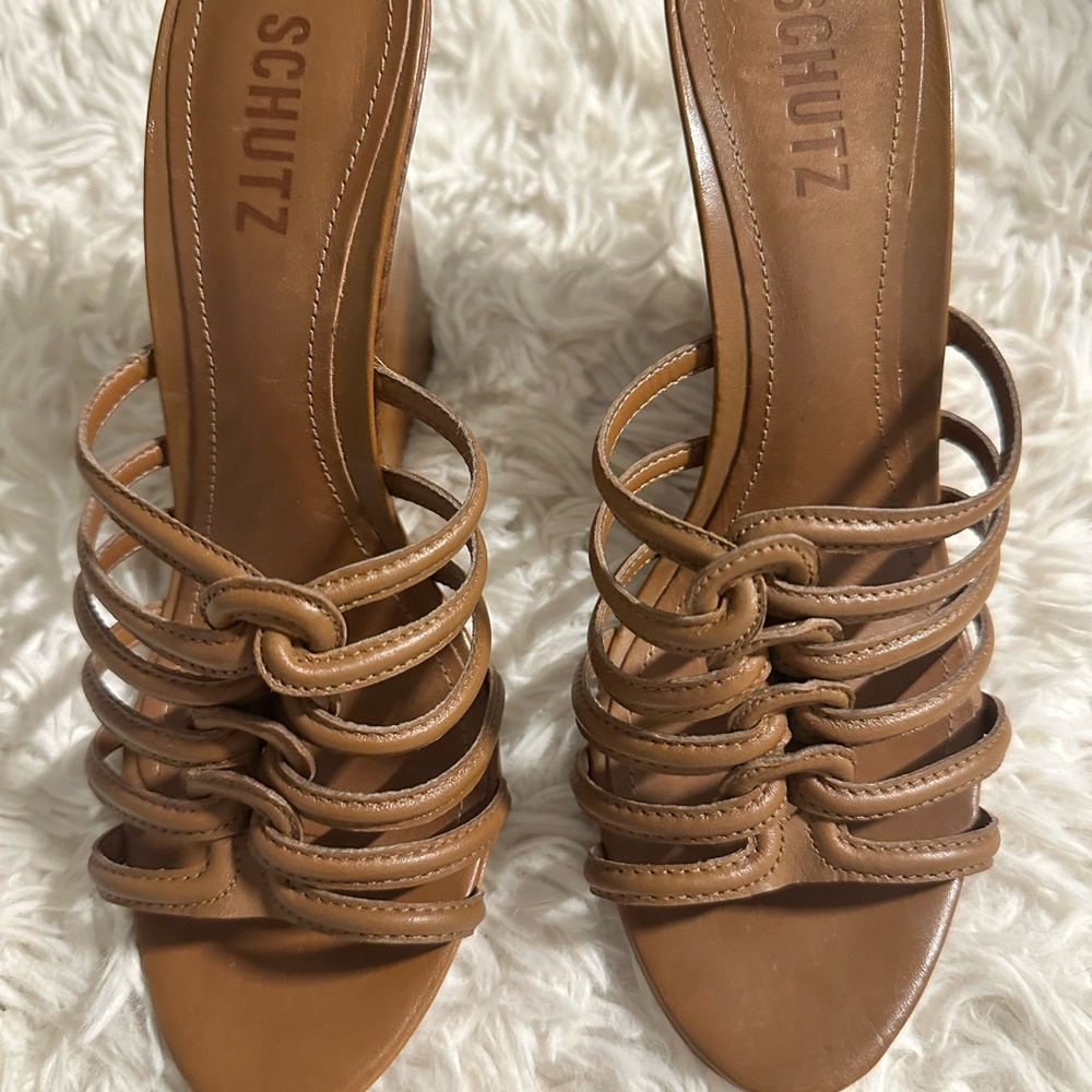 SCHUTZ Tan Strappy Heels